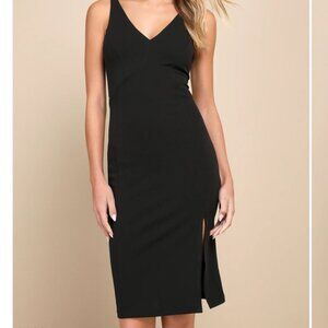 Lulu's Iconic Moment Black Bodycon Midi Dress